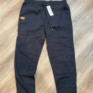 Men's Black Cargo Pants with Tan Accent